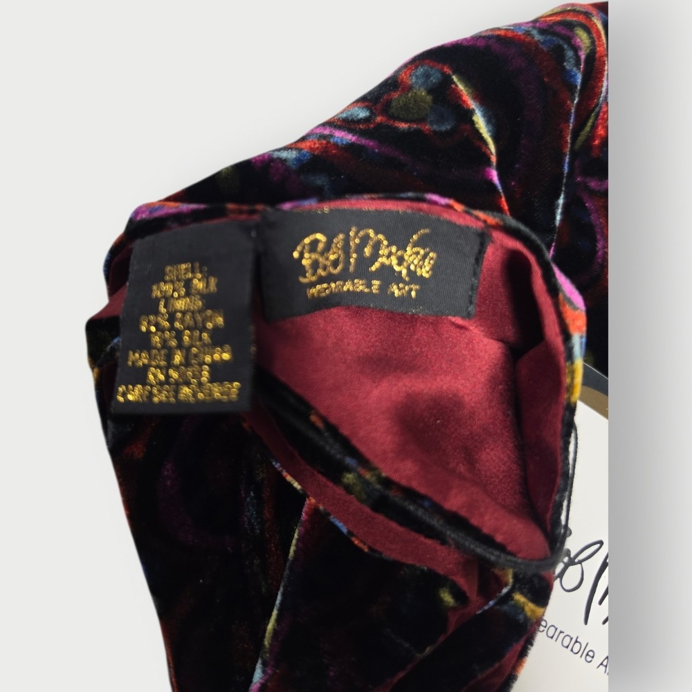 NEW Vintage Bob Mackie Wearable Art Silk Velvet Burnout Scarf Shawl Burgundy 66" - Picture 6 of 8